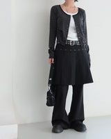 Stripe Layered Shirring Cardigan