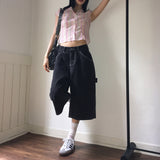 Yukil Carpenter Stitch Three-Quarter Bermuda Denim Pants