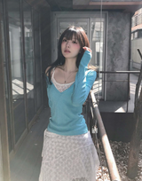 薄手フラワースクエアスリーブレストップス