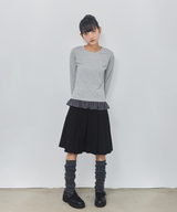 CHECK LAYERED LONG SLEEVE - GRAY