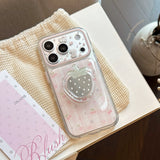 ピンク チェック ストロベリー ミラー マグネティック iPhone ケース