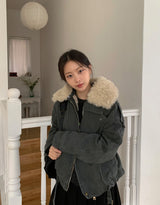 Ogets Fur Collar Work Jumper Jacket