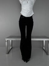 velvet stud bootcut pants