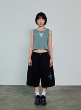 CAT MONSTER CHECK SLEEVELESS