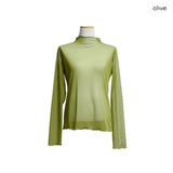 (5color) Sheer Wave Half-Neck Mesh Tee