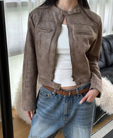 [F/W] クロップスエードジッパージャケット(2color)