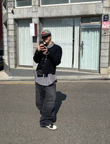 No.0674 C parachute denim wide PT