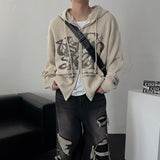 LAS Lettering Printed Hooded Zip-Up Knitwear (4 colors)