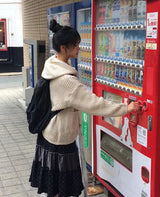 クルン ダッフル ボタン ポケット フード ニット カーディガン