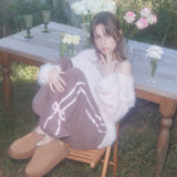[RE] SWEET RIBBON SWEAT PANTS - BROWN/PINK