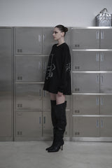 [MADE] beads long sleeve T_BLACK