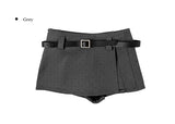 Oen Dot Slit Belt Mini Skirt