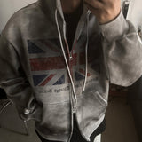 ASCLO UKペイントウォッシュフードジップアップ (2color)