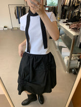 Smoke applique midi skirt (3color)