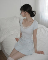 [MADE] Viola Lace Shirred Mini Dress