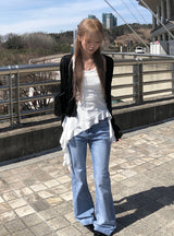 Nazy アンバランスラッフルフリルホルタースリーブレス