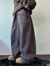 PEACH FLEECE🍑AMERICAN BIG OVER COTTON BALLOON PANTS 🤎💜🖤3COLOR