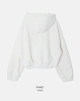 #ボアフリース クロップ ルーズフード ジップアップ (5color)