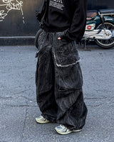 Fringe Balloon Cargo Denim Pants