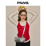 muva. Ballet‑Style Bow‑Detail Underarm & Cross‑body Bag, Genuine‑Leather Light Cute Elegant Women’s Purse, New Arrival Mar 14
