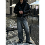 [S-XL] All brush carpender patch denim pants