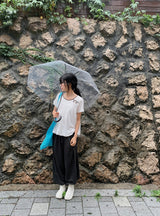 Nata Button Dot Raglan Short Sleeve Tee