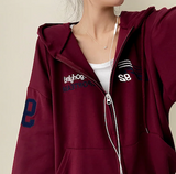 Moco Number Patch Embroidery Overfit Two Way Hooded Zip-Up