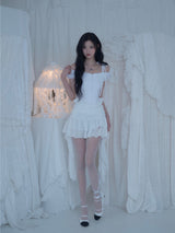 ROSÉ 2 Off-Shoulder Pintuck Lace Blouse