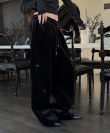 [Unisex] Velvet mink rivet banding pants