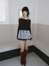 Halterneck Lace Layered Two-Piece Knitwear