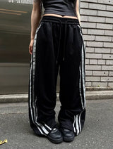 シルバートラックウェーブエッジワイドパンツ