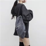 LINE denim string backpack