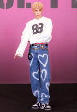 [unisex] heart denim pants (blue)