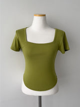 Marine Square Neck Crop Short Sleeve T-shirt
