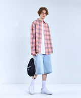 87-STAN079 Retro OverFit Pocket Long-Sleeved Check Shirt