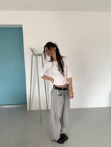 BOAT NECK MID SLEEVE TEE (4C)