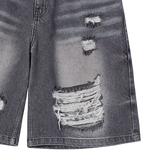 25SS ヘムラインデストロイドデニムショートパンツ グレー