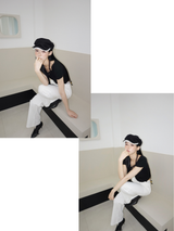 Black Layered Halterneck Strap Short Sleeve T-shirt