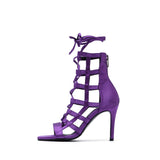サテンストラッピーサンダルヒール (Purple)