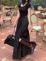 Rustic Pure Frill Slit Maxi Long Skirt (2 colors)