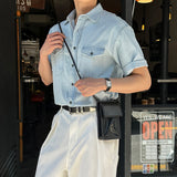 MN Maison Two-Pocket Short-Sleeved Denim Shirt (3 colors)