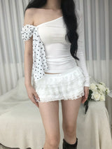 Dot Scarf Off-Shoulder T