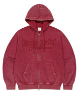 WASHED CUT OFF APPLIQUE HOOD ZIP UP