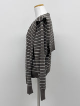 [Shawl SET] ストライプラウンドニットカーディガン