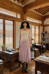PETAL VEIL LACE MIDI SKIRT