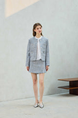 CHERISH TWEED SKIRT PANTS / SKY BLUE