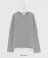 [unisex]メパン ストライプ レイヤード ロングスリーブ ティー