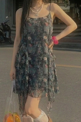 GHOST BLOOM FLOWER CHIFFON FRILL DRESS