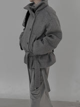 Mezz High Neck Wool Half Coat