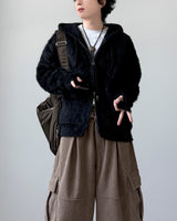 Shaggy Angora Knit Zip-Up